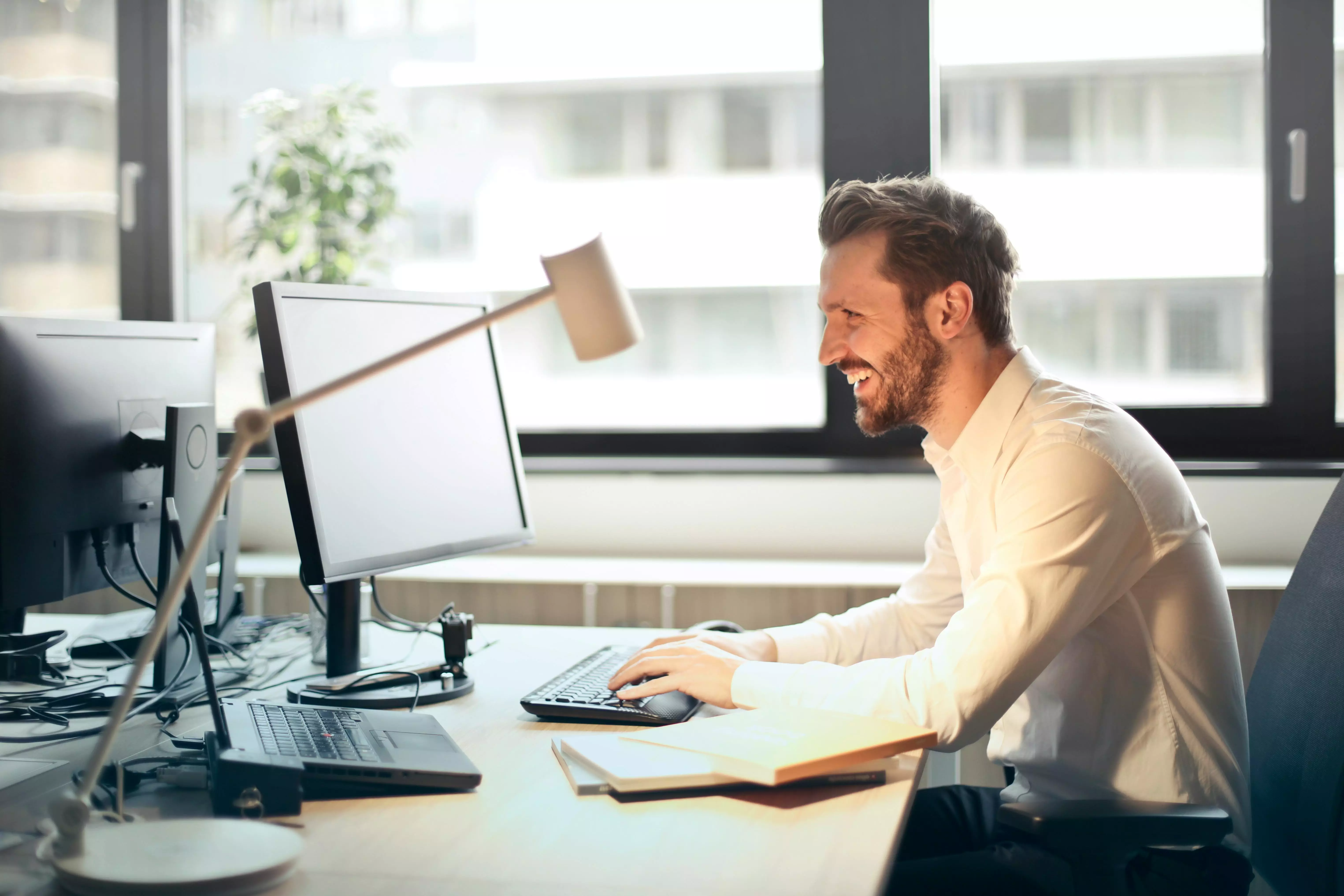 a guy on a working table